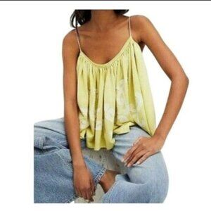 Free People On Clouds Swing Tank In Lemon Ivory Combo S